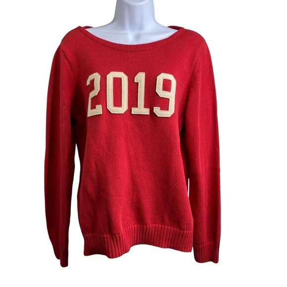 Cornell University Red Class Of 2019 Sweater Size L Varsity Preppy Ivy League - Picture 1 of 12